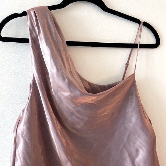 Free People Shimmy Shimmy Mauve Pink Metallic One-Shoulder Top - Picture 8 of 13